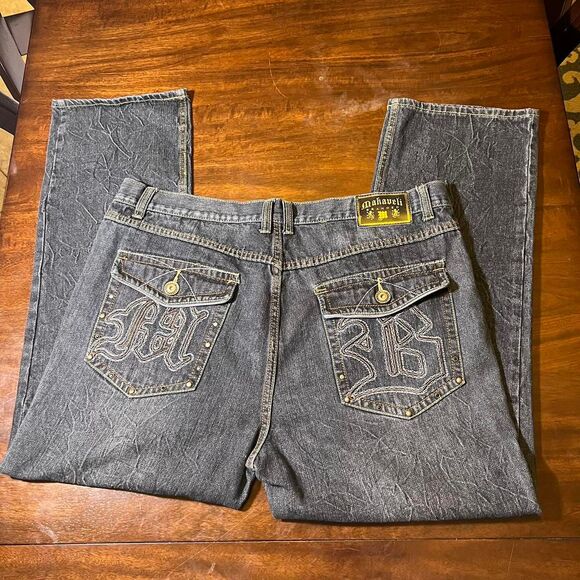 Makavelic Dark Wash Blue Jeans Men's 42x32 - Picture 2 of 6